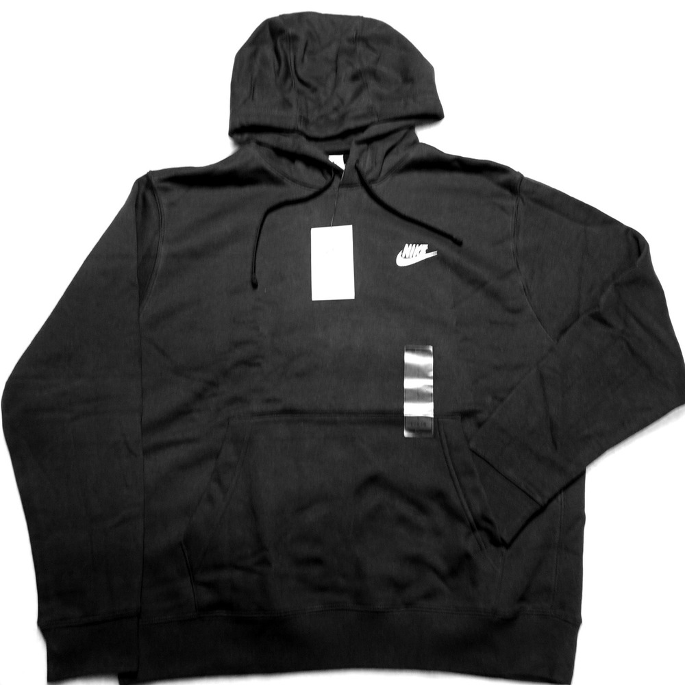 Nike Hoodie Mens Large Black Sportswear Club Fleece Pullover BV2654-010